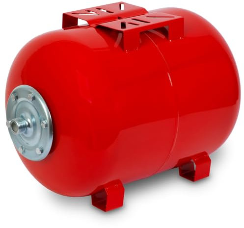 EBERTH Ausdehnungsgefäß 50L, 6 bar, Druckkessel, Druckerhöhungsanlage, Tank, Wasserspeicher, 1 Anschluss für Hauswasserwerk, Brunnenpumpe, Lackierter Stahl, Booster, Horizontal, 0,9mm Wandstärke