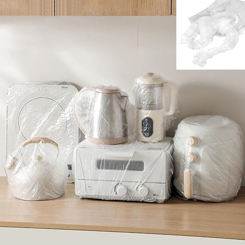 Wobestod 20 Pieces Thickened Disposable Dust Covers Transparent Kitchen Appliances Cover Elastic Dustproof Plastic for Microwave Toaster (90 x 90 cm)