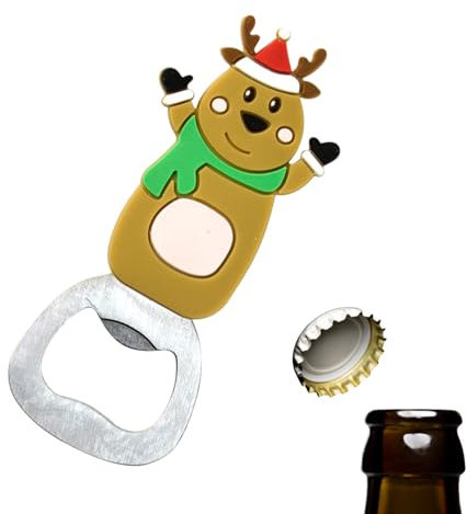 Weihnachts-Bieröffner, Edelstahl, manueller Elch, Weihnachtsbaum, Weihnachtsmann, Flaschenöffner, starker Magnet, Dosenöffner, Werkzeug, multifunktional, rutschfest, Flaschenöffner