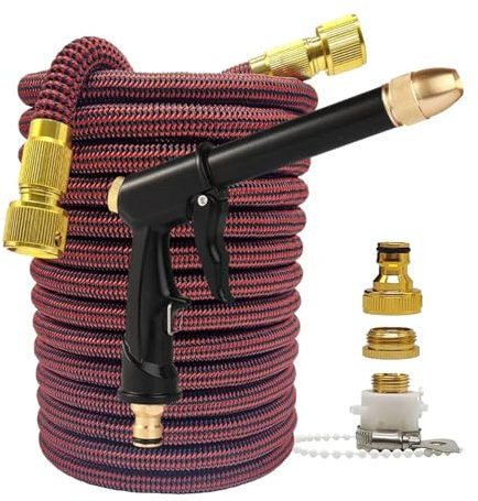 Manguera de agua flexible de alta presión expandible para riego de granja y lavado de autos, manguera de 75 pies con pistola de agua de 2,5 a 30 metros de longitud, diseño de rayas
