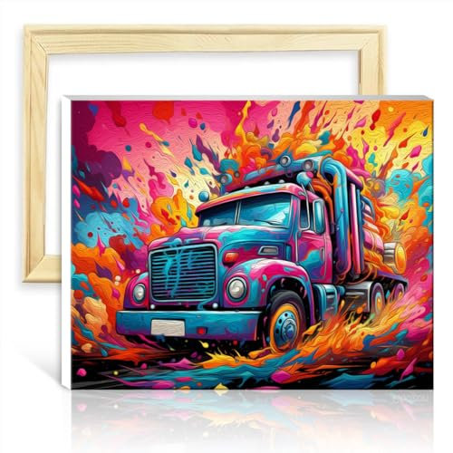 TANGFEIY auf Leinwand, Gemälde, Traktor, Pigment, auf Leinwand, Gemälde für Erwachsene mit Pinseln und Acrylpigment, für die Wanddekoration zu Hause, mit Rahmen (40 x 50 cm)