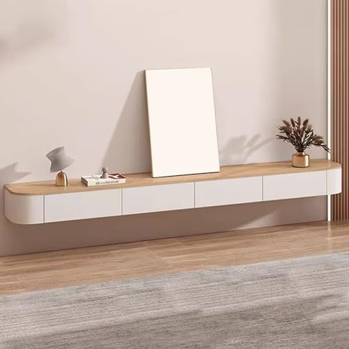 Muebles De Salon Modernos para TV Mesa TV Flotante Mueble De Salón Suspendido con 4 Compartimientos Madera Maciza Multicapa Múltiples Modos De Almacenamiento(140 * 24 * 20CM)