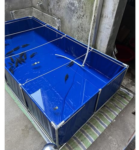 Piscina con riserva d'Acqua, laghetto per Pesci in Tela Fuori Terra, 50 100 160 200 240 300 360 Gal Blu Acquario Piscina Serbatoio d'Acqua Pieghevole con Telaio zincato, Piscina per Famiglie