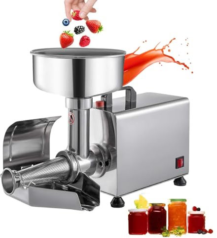 Kindevieft Macchina Elettrica per Spremitura del Pomodoro, Macchina per La Macinazione del Pomodoro di qualità Commerciale con Imbuto Grande da 8,4 Pollici, Colino per Alimenti E Spremiagrumi