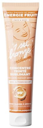 ENERGIE FRUIT - CONCENTRE TEINTE SUBLIMANT CERTIFIE BIO Ecocert - Nouvelle Teinte Peaux Claires à Medium - Sans autobronzant DHA - Nacres et pigments naturels - Corps et visage - 100ML