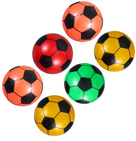Toyvian Inflatable Football Mini Soccer Ball Set for Kids 6Pcs Soft Sports Toys for Outdoor Pool Play and Hand-Eye Coordination