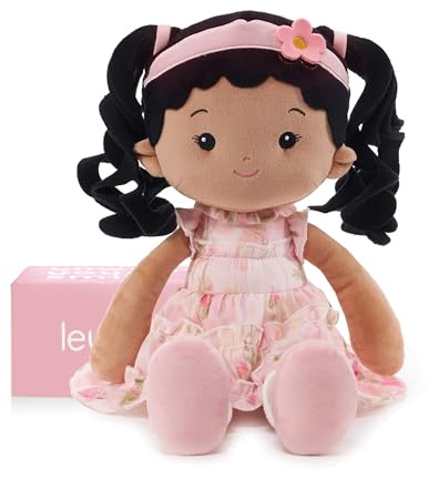 LeyaDoll Peluche 40cm,Jouet bébé 1-3 Ans,Doudou Doux à câliner et mordiller,Poupée sécurisée dès la Naissance,Cadeau de Naissance pour Fille -Princess-Petal