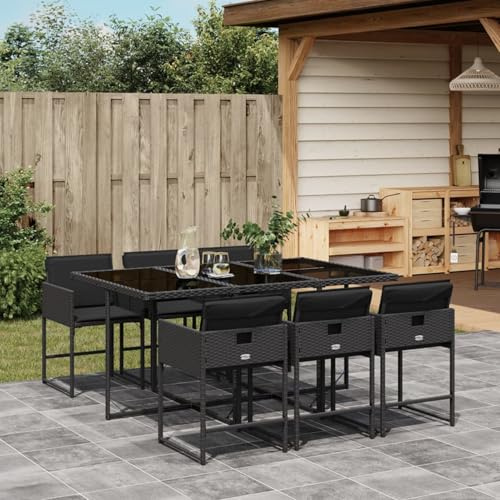 Festnight Gartenmöbel Set 6 Stühle mit Tisch Gartenmöbel Set 6 Personen Terrassenmöbel Außen Sitzgruppe Outdoor Gartentisch mit Stühlen Set Garten Essgruppe Wetterfest Gartengarnitur
