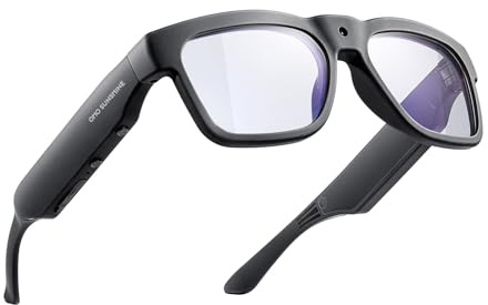 OhO sunshine Smart Bluetooth Glasses with 4K Camera Recording and Real-Time Translation Memory, UV Protection Lens for Outdoor & Indoor, Black+Transition & Blue Light Blocking Lens,