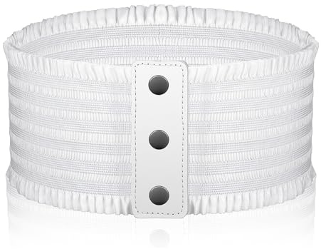 JIEYAO Breite Elastische Taille Gürtel für Frauen,Taillengürtel Damen Breit mit Druckknopf Korsett für Kleider(Weiß)