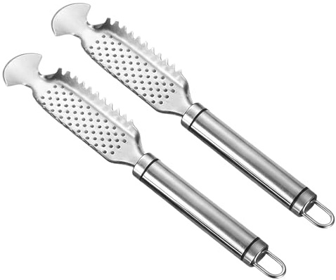 ERINGOGO 2 Pezzi Squamatore Pesce in Acciaio Inox Raschietto Professionale per Rimozione Rapida Squame Utensile Cucina e Outdoor per Pulizia Pesce di Varie Dimensioni