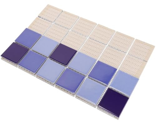VALICLUD 36 Stück Keramikfliesen Blau Hochglanz Schwimmbadfliesen Mosaik Selbstgemacht Boden und Wandfliesen