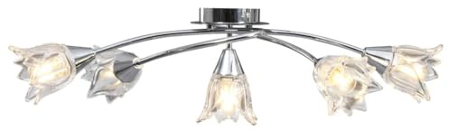 Solivagant Plafonnier et Abat-Jour Verre Transparent 5 Ampoules E14 Tulipe,(2.46 KG)