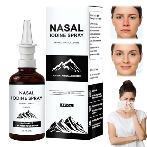 Spray de yodo nasal, solución salina de yodo con fórmula mineral natural para seres humanos de 2 onzas líquidas