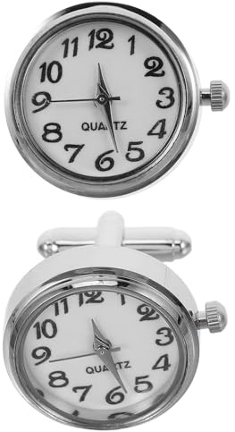 POPETPOP Manschettenknöpfe Herren 2 Stück Edelstahl Mechanisches Uhrwerk Design Hemdmanschettenknöpfe Vielseitig für Business Hochzeit Geschenk