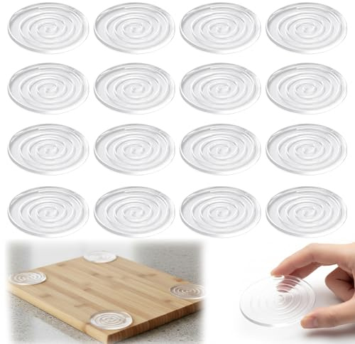 16 Pcs Rubber Feet, Anti Slip Pads for Chopping Board, Non-Slip Cutting Board Feet, Silicone Furniture Pads with Adhesive Backing, Self Adhesive Rubber Feet for Kitchen and Furniture Protection
