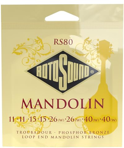 Rotosound Cordes pour Mandoline, Jeu de cordes mandoline RS80 Medium 10-34