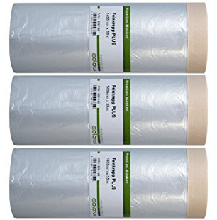 Colorus Masker Tape Feinkrepp Malerfolie 140 cm x 33 m 3 Rollen | Selbstklebende Abdeckfolie mit 140 cm Breite für den Innenbereich – für glatte und leicht raue Oberflächen