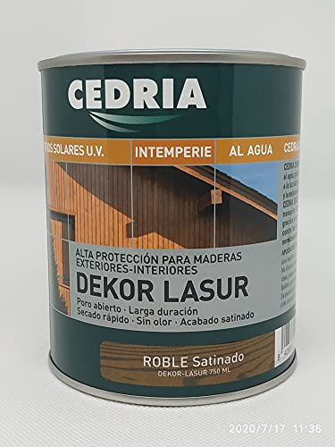Lasur protector madera exterior al agua Cedria Dekor Lasur 20 litros (Roble)