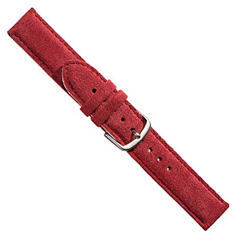 Uhrbanddealer Uhrenarmband Unisex 20mm, Ersatzband Venice, Kalbsleder Rauleder Rot matt, 242620s