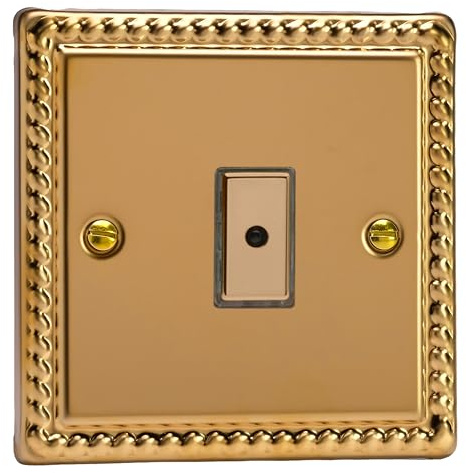 Varilight Single V-Pro MultiPoint Dimmer 0-100W - Classic Georgian Brass With Polished Brass Button, JGE101