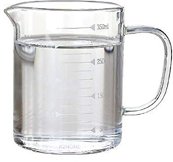 Jarra Medidora de Vidrio Transparente Resistente al Calor para Microondas Cocinar Hornear Tazas Graduadas Medidas Precisas (350ml)