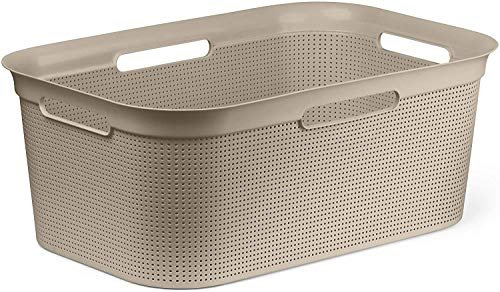Rotho Brisen Panier à Linge 40 l avec 4 Poignées, Plastique (PP) sans BPA, CaPPuccino, 41 l (59,6 X 39,6 X 23,2 cm)