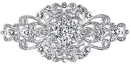 EVER FAITH Brosche Damen Kristall Vintage Blumen Hochzeit Pin für Kleidung Klar Silber-Ton