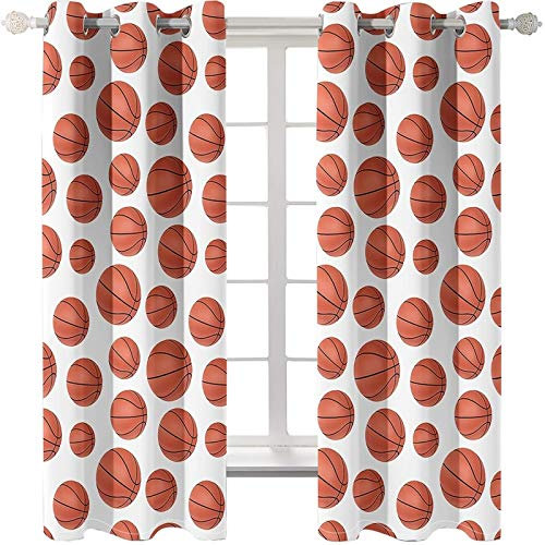 Daesar Schlafzimmer Verdunklungs Vorhänge Polyester 2er Set, Fenster Vorhänge Kinderzimmer Jugendzimmer Modern Basketball Gardinen Vorhang mit Ösen Motiv Blickdicht 214x183CM