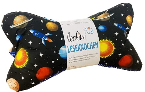 Leolini Personalisierbarer Leseknochen Lesekissen Nackenkissen Keilkissen handgemacht Planeten Sterne