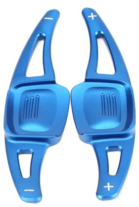 HIBEYO 2 Stücke Schaltwippen Verlängerung Shift Paddle Alu Passt für VW Golf 7 (Nicht GTI R GTD R-Line) MK7 Golf 8 Arteon Tiguan AD1 T-Rock Lenkrad Schaltwippe Dekor Extensions Zubehör-Blau