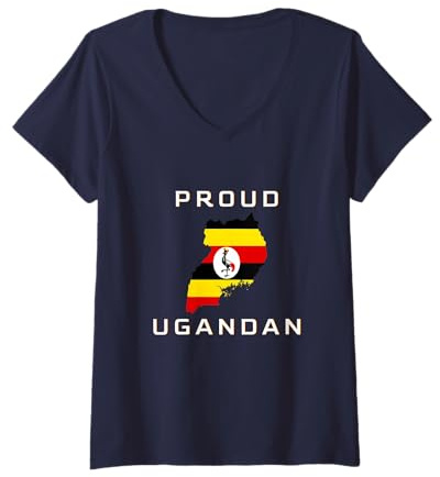 Women's Uganda Flag Patriotic African Men Women Kids Proud Ugandan V-Neck T-Shirt