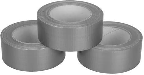3 rouleaux de ruban adhésif toilé gris 50 m x 4,8 cm - haute adhérence - colle à base de caoutchouc naturel