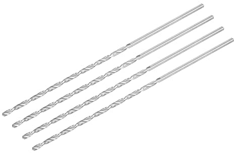 sourcing map HSS(High Speed Steel) Extra Long Twist Drill Bits, 3mm Drill Diameter 160mm Length for Hardened Metal Woodwork Plastic aluminum alloy 4 Pcs