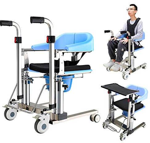 TTiiLoe Lève-Patient Hydraulique pour Fauteuil Roulant avec Toilettes, Ceinture De Sécurité, Plateau, Chaise De Douche De Transport pour La Maison, élévateur De Transfert Portable pour Handicapées