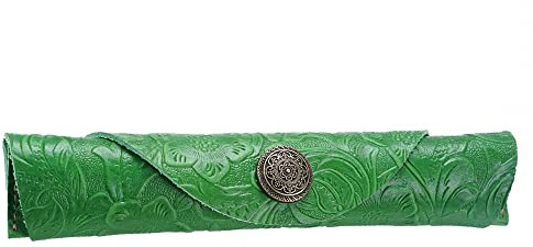 DONGKER Vintage Stifttasche, 1 Stuck Leder Stiftetui mit Prägeverfahren, 18x3 cm, Retro Stifterolle Stifthalter für, Büro, Erwachsene, Teenager, Künstler, Alltag