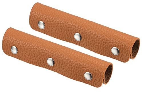 PATIKIL Bagaglio Maniglia Involucro, 2pz PU Borsa Presa Copertura Protezione Identificatore con Chiusura per Valigia Shopping Borsa, Arancione