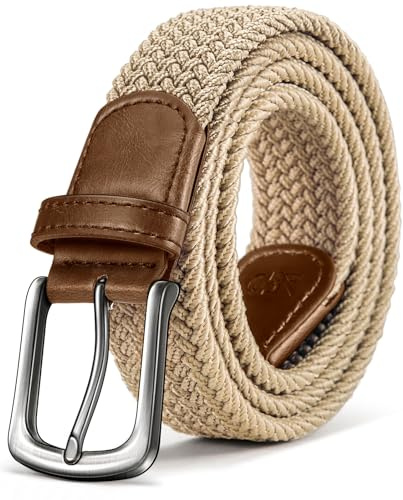 KEMISANT Elastischer Gürtel, Gürtel Herren Flechtgürtel Stoffgürtel 35mm | Lochloser Stretchgürtel für Damen und Herren,Passend Zu Lässigen Hosen