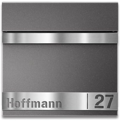 Metzler® Briefkasten mit Zeitungsfach und personalisierbarem Namensschild in Eisenglimmer anthrazitgrau RAL 7016 pulverbeschichtet robust und witterungsbeständig Wandmontage 370 x 370 x 105 mm