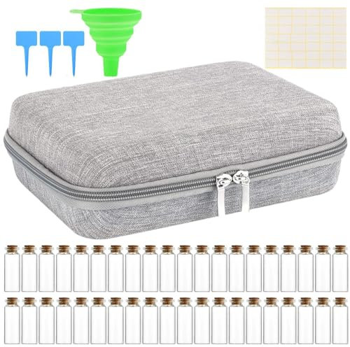 Veeteah Saatgut Aufbewahrungsbox, 40 Slots Samen Organizer Box mit 40 Flaschen & Etikettenaufkleber, Seed Storage Organizer Für Samen
