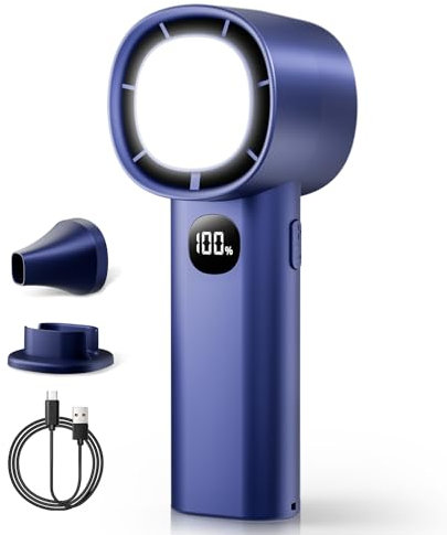 SHAWE HandHeld Fan, 100 Speeds Portable Electric Hand held Fans USB Rechargeable Fans with LED Light Battery Operated Mini Desk Fan Lash Fan for Home/Office/Outdoor Men Women Gifts