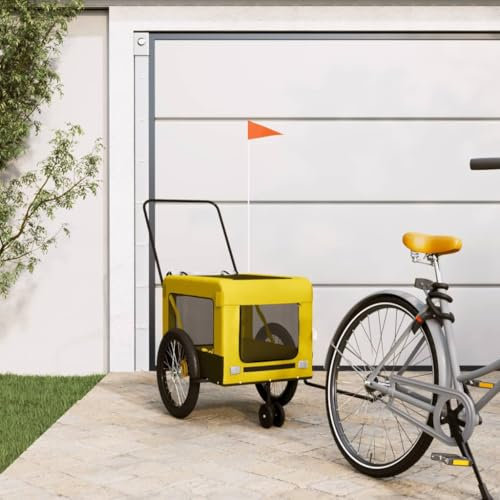 ZEYUAN Fahrradanhänger Hunde Gelb und Schwarz Oxford-Gewebe & Eisen, Fahrrad Anhänger, Lastenanhänger, Handwagen, Fahrrad-lastenanhänger, Lastenfahrrad - 93945