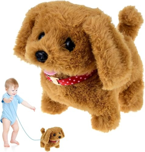 Hund Spielzeug KinderHund mit Leine der Läuft und Bellt for Kinder Electronic Interactive Walking Barking Dog Laufender HundSpielzeug Birthday Gift Present für Kinder ab 1 2 3 4 5 6 Jahre (brow)