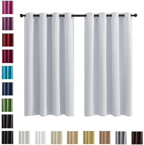 WUXXIANG Verdunklungsvorhänge mit Ösen 200 x 240 cm Sonnenschutz Schalldämmung, Verdunkelungsvorhänge mit Ösen Thermovorhang, mit Raffhalter für Schlafzimmer Wohnzimmer, Weiß
