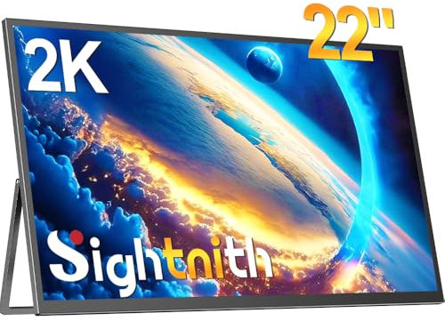 Monitor Portatile, Schermo Portatile 22 Pollici, 2K Supporto HDMI/Tipo-C/USB-C, Schermo da Gioco Eye-Care, Doppi Altoparlanti Incorporati per Laptop/PC/Ma-c/PS-3/4/5/X-box (2K 60hz, 22 Pollici)