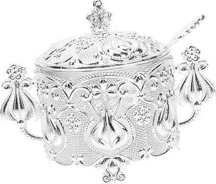 CIYODO Zinc Alloy Sugar Cup Lid Kitchen Sugar Can for Storage Decorative Condiment Jar for Dining Table Creative Seasoning Canister for Home Baking