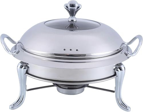 AFLEPCBRQ Runder, langlebiger Hot-Pot-Buffetwärmer aus Edelstahl, mit Deckel und Hot-Pot-Brennstoffhalter, Topftiefe 6 cm, geeignet für Partys, Abendessen und Catering