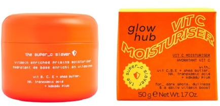 Glow Hub The Super C Slayer Vitamin Enriched Priming Moisturiser with Vitamin C and Tranexamic Acid for Anti-Pigmentation and Dull to Blemish Prone Skin 50g