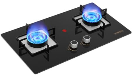 Cuisinière À Gaz 2 Brûleurs, Cuisinière À Gaz En Cuivre Moulé En Verre Trempé 5,2 KW, Cuisinière De Bureau/encastrable Convertible GPL/GN, Avec Protection Contre L'extinction Et Sécurité Enfant(LPG)