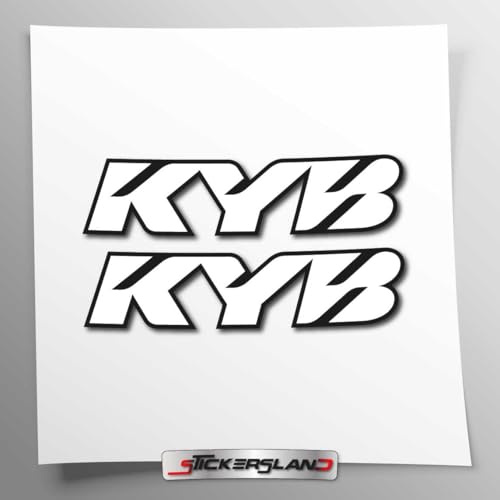Stickersland® | Set KYB-Gabelaufkleber, kompatibel mit weißen Gabeln – Reflektierende und wasserfeste Vinylaufkleber – Aufkleber für Gabeln, Motorräder, Offroad, Motocross, Enduro – Paar